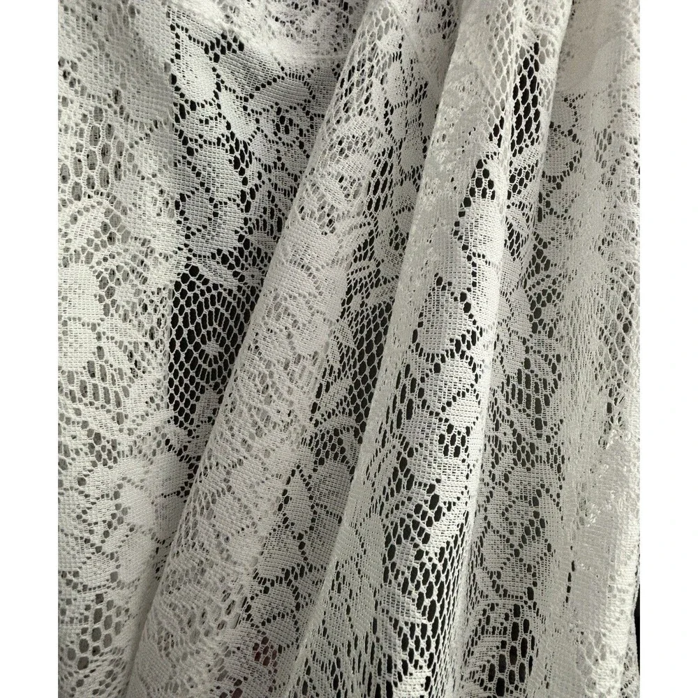 VTG 90s Ivory Rose Lace Curtain 2 Panels - Different Lengths Granny Cottagecore